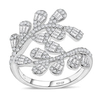 GP Diamond Bypass Ring in Platinum Over Sterling Silver (Size 10.0) 1.00 ctw
