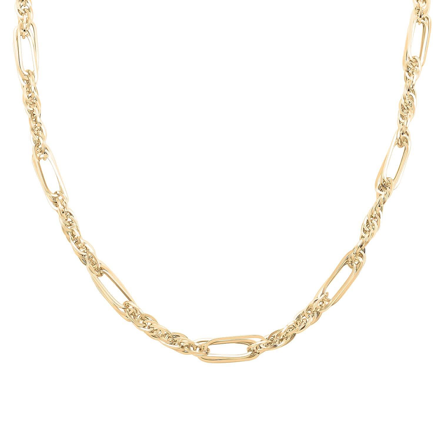 Figaro Fancy Italian 10K Yellow Gold Necklace 18-20 Inches 10.29 Grams