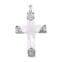 Bali Legacy Abalone Shell Cross Pendant in Sterling Silver