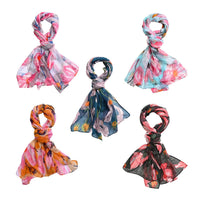 Set of 5 Art Deco Pattern Polyester Scarfs (27.6"x70.8")