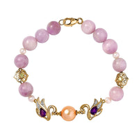 South Sea Golden Pearl and Multi Gemstone Adjustable Bracelet in Vermeil Yellow Gold Over Sterling Silver 49.85 ctw