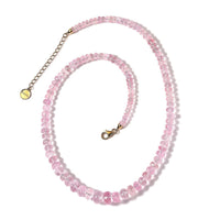 Iliana 18K Yellow Gold AAA Marropino Morganite Beaded Necklace 18 Inches with 2 Inch Extender 155.00 ctw