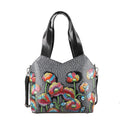 Vivid By SUKRITI Fuchsia 100% Genuine Leather Hand Painted Poppy Flower Shoulder Bag (13"x4"x9") with Detachable Strap - Sticky add to cart bar