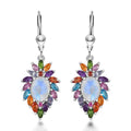 Premium Rainbow Moonstone and Multi Gemstone Earrings in Platinum Over Sterling Silver 7.10 ctw - Sticky add to cart bar
