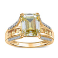 Yellow Moissanite (Oct 10x8mm), Multi Gemstone Bridge Ring in Vermeil YG Over Sterling Silver (Size 10.0) 5.10 ctw - Sticky add to cart bar