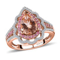 Premium Marropino Morganite, Multi Gemstone Ring in Vermeil RG Over Sterling Silver (Size 10.0) 2.40 ctw - Sticky add to cart bar