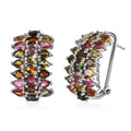 Multi-Tourmaline  Bouquet Earrings in Platinum Over Sterling Silver 7.15 ctw - Sticky add to cart bar