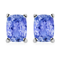 Tanzanite Solitaire Stud Earrings in Platinum Over Sterling Silver 2.10 ctw