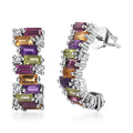 GP Royal Art Deco Collection Multi Gemstone Earrings in Platinum Over Sterling Silver 3.90 ctw - Sticky add to cart bar
