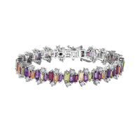 GP Royal Art Deco Collection Multi Gemstone Bracelet in Platinum Over Sterling Silver (6.50 In) 11.30 ctw