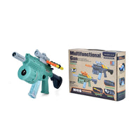Multi Functional 3-in-1 Bubble Gun with Two Bottles of Bubble Liquid and 8 Soft Foam Bullets (16.53"x2.95"x9.44") (3 AA batteries Not Included)