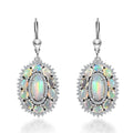 TLV Premium Ethiopian Welo Opal, White Zircon Lever Back Earrings in Platinum Over Sterling Silver 5.25 ctw - Sticky add to cart bar
