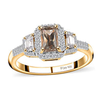 AAA Turkizite, White Zircon Ring in Vermeil YG Over Sterling Silver (Size 10.0) 1.25 ctw
