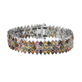 Multi-Tourmaline Carpet Bracelet in Platinum Over Sterling Silver (8.00 In) 24.40 ctw - Sticky add to cart bar