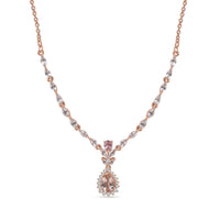 Premium Marropino Morganite and Multi Gemstone Drop Necklace 18-20 Inches in Vermeil Rose Gold Over Sterling Silver 3.00 ctw