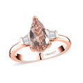 Premium Marropino Morganite and Moissanite Ring in Vermeil Rose Gold Over Sterling Silver (Size 10.0) 1.40 ctw - Sticky add to cart bar