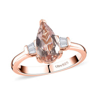 Premium Marropino Morganite and Moissanite Ring in Vermeil Rose Gold Over Sterling Silver (Size 10.0) 1.40 ctw
