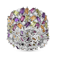 GP Multi Gemstone Ring in Platinum Over Sterling Silver (Size 10.0) 9.60 ctw