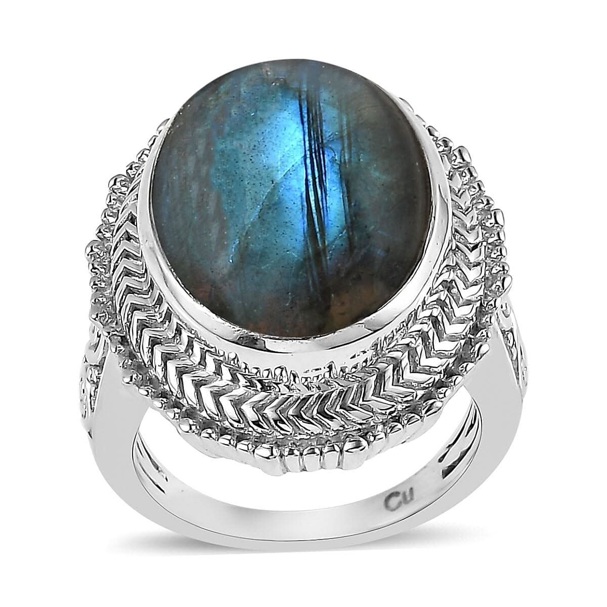 Malagasy Labradorite Solitaire Ring in ION Plated Copper (Size 11.0) 9.50 ctw
