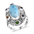 Bali Legacy Larimar and Multi Gemstone 8.75 ctw Ring in Sterling Silver - Sticky add to cart bar
