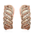 Natural Champagne Diamond Omega Clip Earrings in Vermeil Rose Gold Over Sterling Silver 1.00 ctw - Sticky add to cart bar