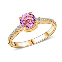 Luxoro 14K Yellow Gold AAA Patroke Kunzite and G-H I2 Diamond Ring (Size 10.0) 2.00 ctw