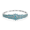 TLV Madagascar Paraiba Apatite Floral Spray Bangle Bracelet in Platinum Over Sterling Silver (7.25 In) 11.85 ctw - Sticky add to cart bar