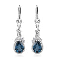 London Blue Topaz and White Zircon Lever Back Earrings in Platinum Over Sterling Silver 1.75 ctw - Sticky add to cart bar