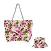 Seashell Pattern Beach Tote Bag and Hat Set (19.7"x91.4"x5.5")