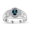 AAA Monte Belo Indicolite and White Zircon Men's Ring in Platinum Over Sterling Silver (Size 10.0) 0.90 ctw - Sticky add to cart bar