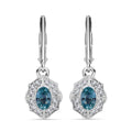 Blue Zircon and White Zircon 2.00 ctw Earrings in Rhodium Over Sterling Silver - Sticky add to cart bar