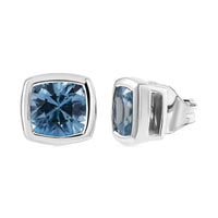 Blue Zircon 1.85 ctw Stud Earrings in Rhodium Over Sterling Silver