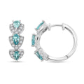Blue Zircon and White Zircon Hoop Earrings in Rhodium Over Sterling Silver - Sticky add to cart bar