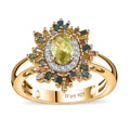 AAA Sava Sphene and Multi Diamond Ring in Vermeil Yellow Gold Over Sterling Silver (Size 10.0) 0.90 ctw - Sticky add to cart bar
