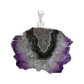 Druzy Geode Amethyst Pendant in Silvertone 52.50 ctw - Sticky add to cart bar