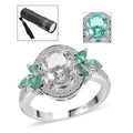 Mexican Hyalite Opal and Multi Gemstone Ring in Platinum Over Sterling Silver (Size 10.0) with Free UV Flash Light 2.20 ctw - Sticky add to cart bar
