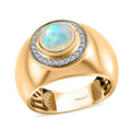 Ethiopian Welo Opal and Diamond Men's Ring in Vermeil Yellow Gold Over Sterling Silver (Size 10.0) 1.40 ctw - Sticky add to cart bar
