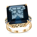 Luxoro 10K Yellow Gold Premium London Blue Topaz, G-H I2 Blue and White Diamond Ring (Size 8.0) 5 Grams 25.30 ctw - Sticky add to cart bar
