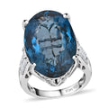 London Blue Topaz and White Diamond Ring in Platinum Over Sterling Silver (Size 6.0) 25.50 ctw - Sticky add to cart bar