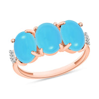 Sleeping Beauty Turquoise and Diamond Trinity Crown Ring