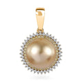 Luxoro 14K Yellow Gold South Sea Golden Pearl, I2 Natural Yellow and White Diamond Sunburst Pendant without Chain 0.25 ctw - Sticky add to cart bar