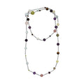 Multi Gemstone 115.00 ctw Station Necklace 36 Inches in Rhodium Over Sterling Silver - Sticky add to cart bar