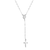 Italian Sterling Silver 3mm Rosary Necklace 24 Inches 8.10 Grams