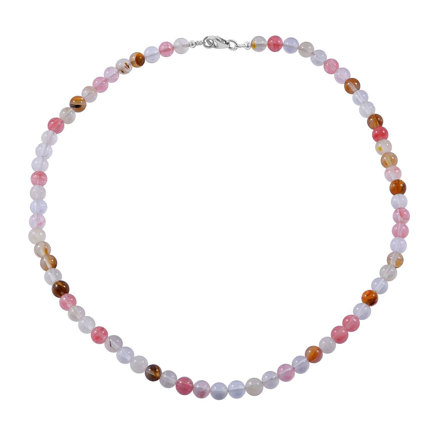 Multi Color Quartz 108.00 ctw Necklace in Sterling Silver 18 Inches