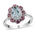 Premium Mangoro Aquamarine and Lotus Garnet Ring in Platinum Over Sterling Silver (Size 10.0) 1.75 ctw - Sticky add to cart bar