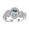Premium Mangoro Aquamarine and White Zircon Ring in Platinum Over Sterling Silver (Size 10.0) 0.90 ctw - Sticky add to cart bar