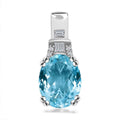Luxoro 10K White Gold AAA Santa Maria Aquamarine and G-H I2 Diamond Pendant without Chain 1.65 ctw - Sticky add to cart bar
