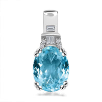 Luxoro 10K White Gold AAA Santa Maria Aquamarine and G-H I2 Diamond Pendant without Chain 1.65 ctw