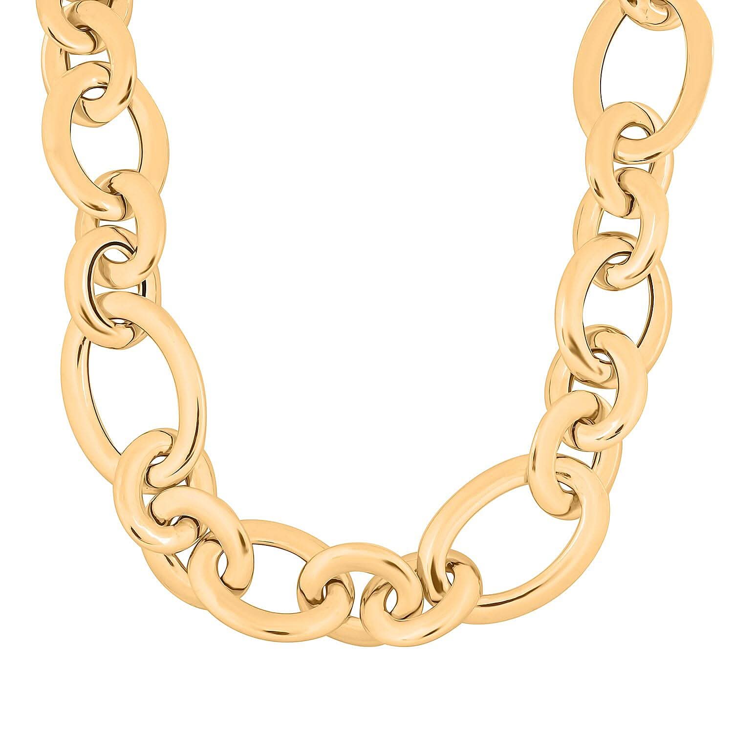 Italian 14K Yellow Gold Over Sterling Silver Link Necklace 18 Inches 41.70 Grams
