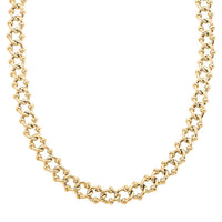 Italian 14K Yellow Gold Over Sterling Silver Fancy Curb Link Necklace 20 Inches 48.50 Grams